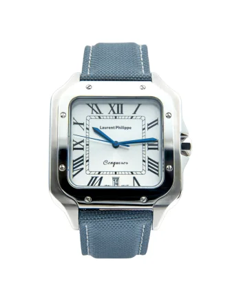 Ceas barbatesc  Conqueror Koh-I-Noor - Cendre Bleue, cadran alb, curea textila, mecanism quartz, inox