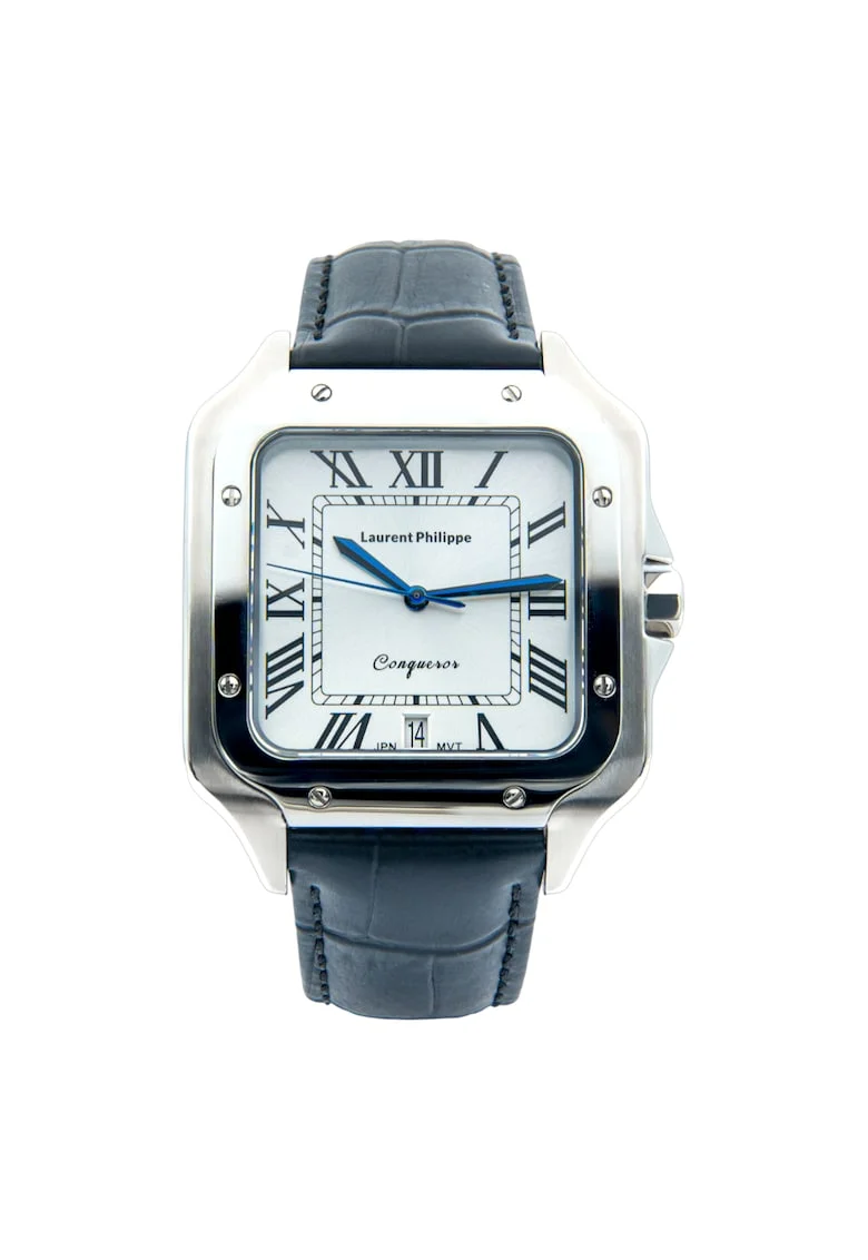 Ceas barbatesc  Conqueror Koh-I-Noor Phantom, cadran alb, curea piele naturala, mecanism quartz, inox