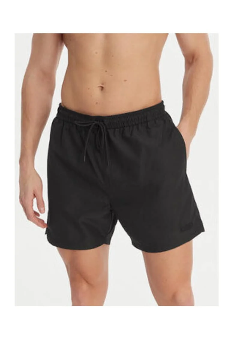 Pantaloni scurti de baie cu buzunare, talie elastica si snur
