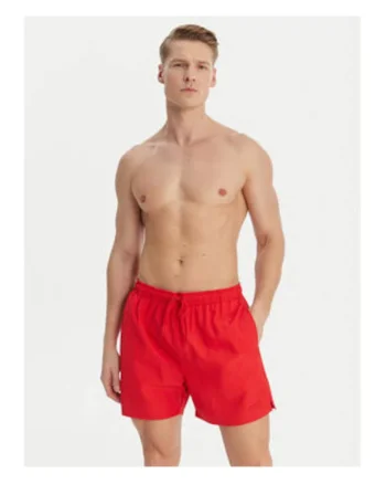 Pantaloni scurti de baie cu talie elastica, buzunare si snur