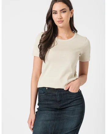 Tricou cu decolteu rotund, Verde pal