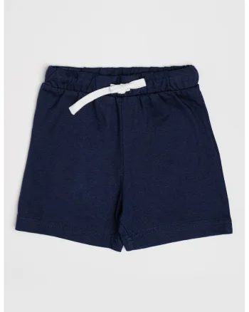 Pantaloni scurti din bumbac cu talie ajustabila, Alb/Bleumarin