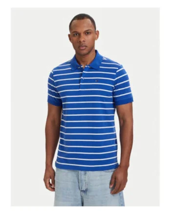 Tricou polo regular fit din bumbac cu model in dungi