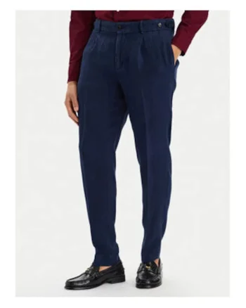 Pantaloni regular fit cu talie medie din in,