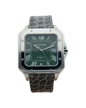 Ceas barbati  Conqueror Emerald Platinum Veins, otel inoxidabil, cadran verde-smarald, curea gri