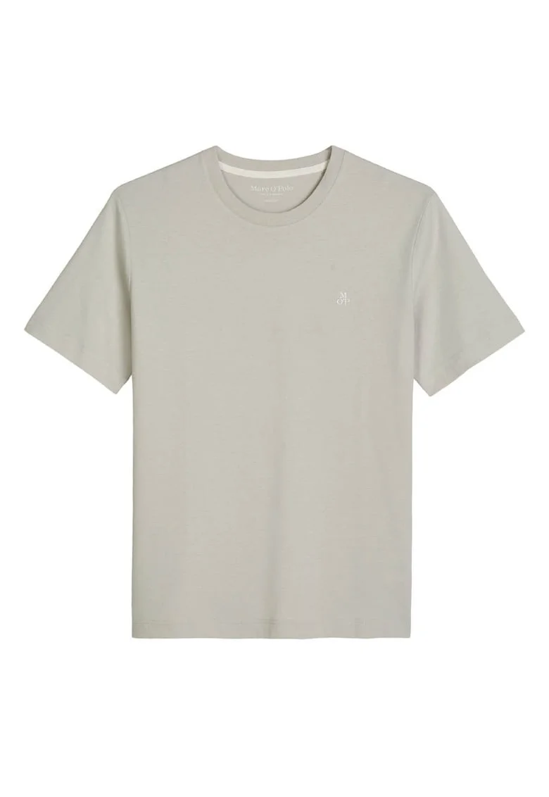 Tricou de bumbac cu decolteu la baza gatului, Gri deschis