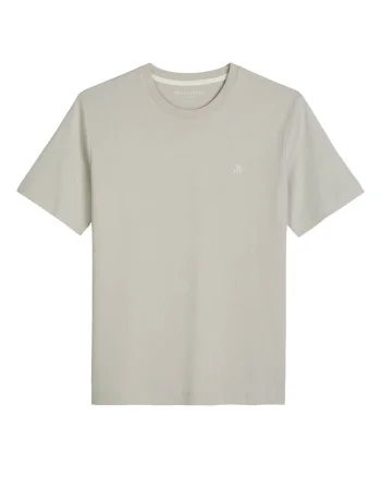Tricou de bumbac cu decolteu la baza gatului, Gri deschis