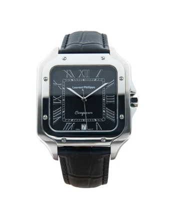 Ceas barbatesc  Black Orlov Phantom, cadran negru, curea piele, mecanism quartz, inox