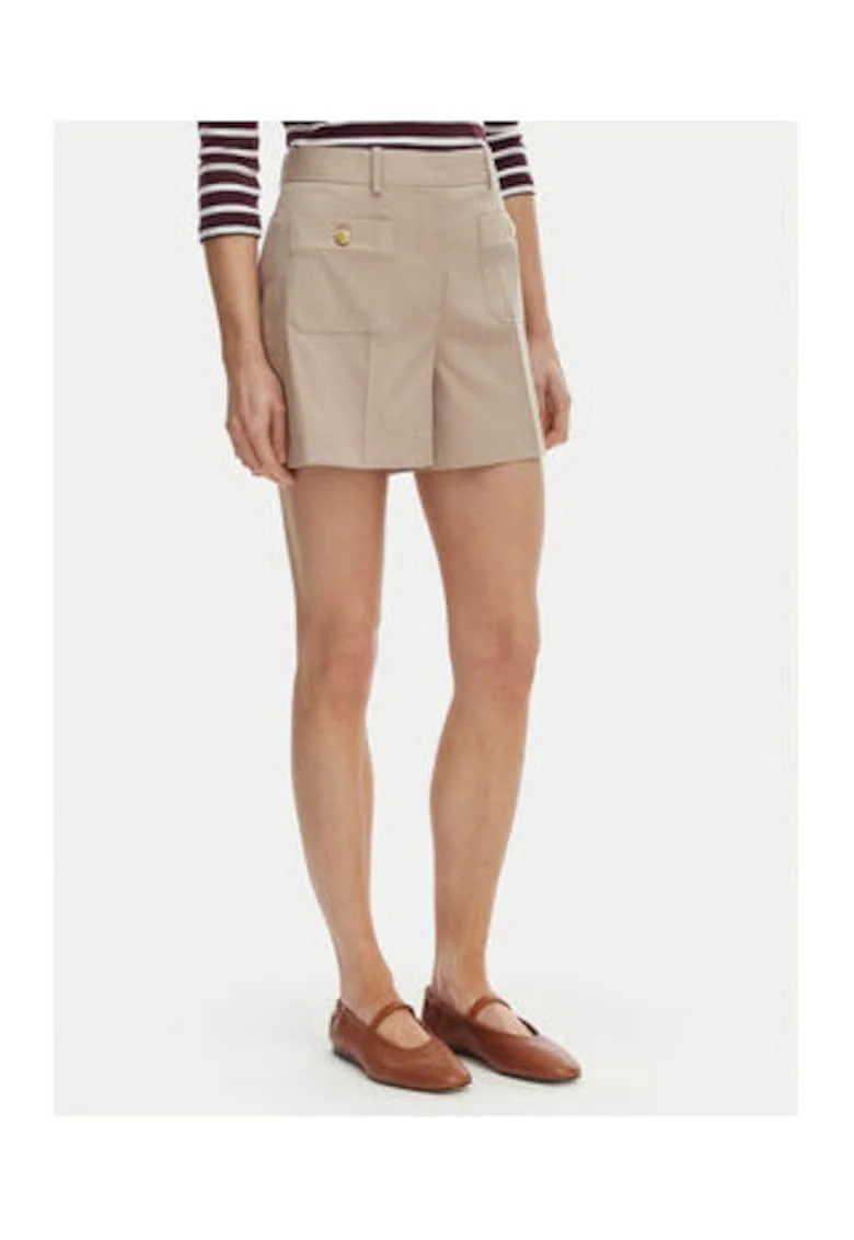 Pantaloni scurti cu talie inalta din amestec de bumbac