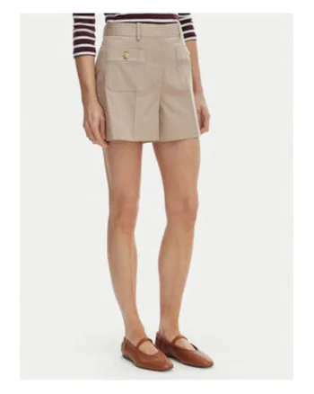 Pantaloni scurti cu talie inalta din amestec de bumbac