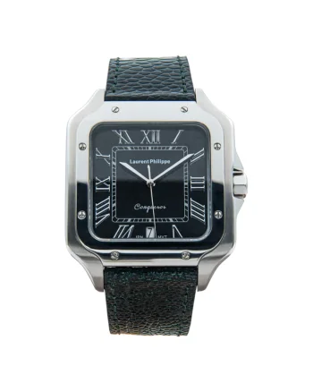 Ceas barbatesc  Black Orlov Verde Notturno, cadran negru, curea piele de strut, mecanism quartz, inox