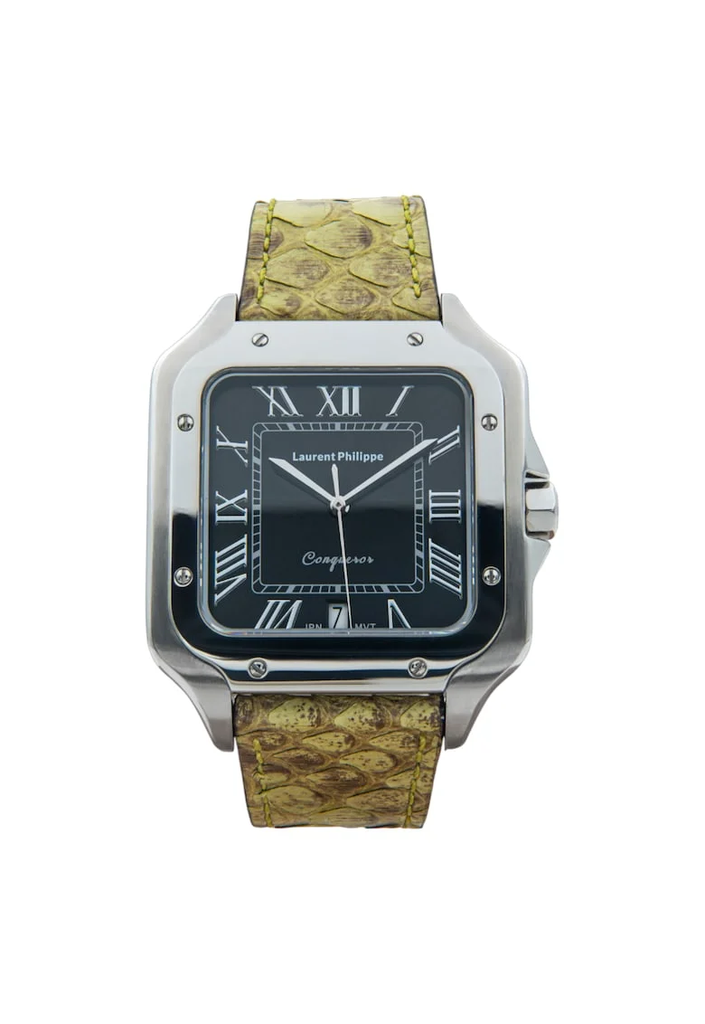 Ceas barbatesc  Black Orlov Toxic Lizard, cadran negru, curea piele de sarpe, mecanism quartz, inox
