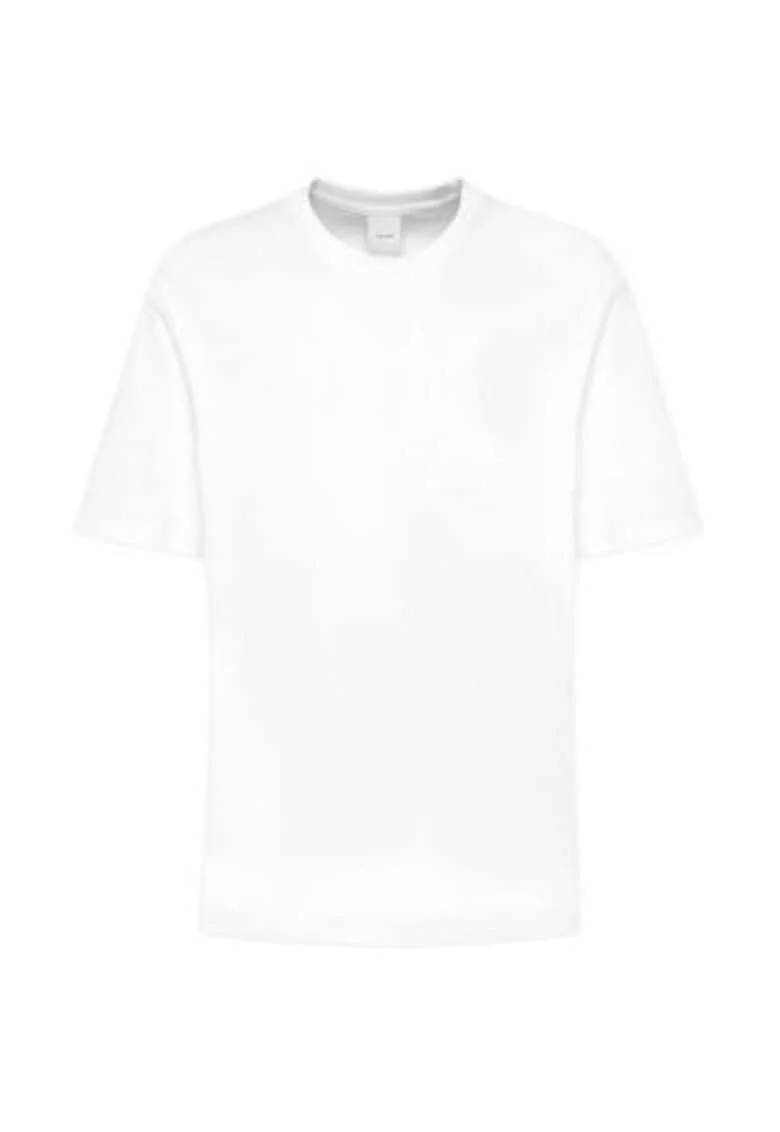 Tricou din bumbac cu croiala regula fit si decolteu la baza gatului