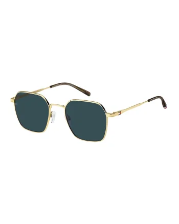 Ochelari de soare hexagonali cu rama metalica, Auriu/Maro