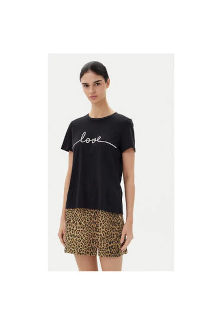 Tricou dama  10332587, Bumbac organic, Negru, Negru