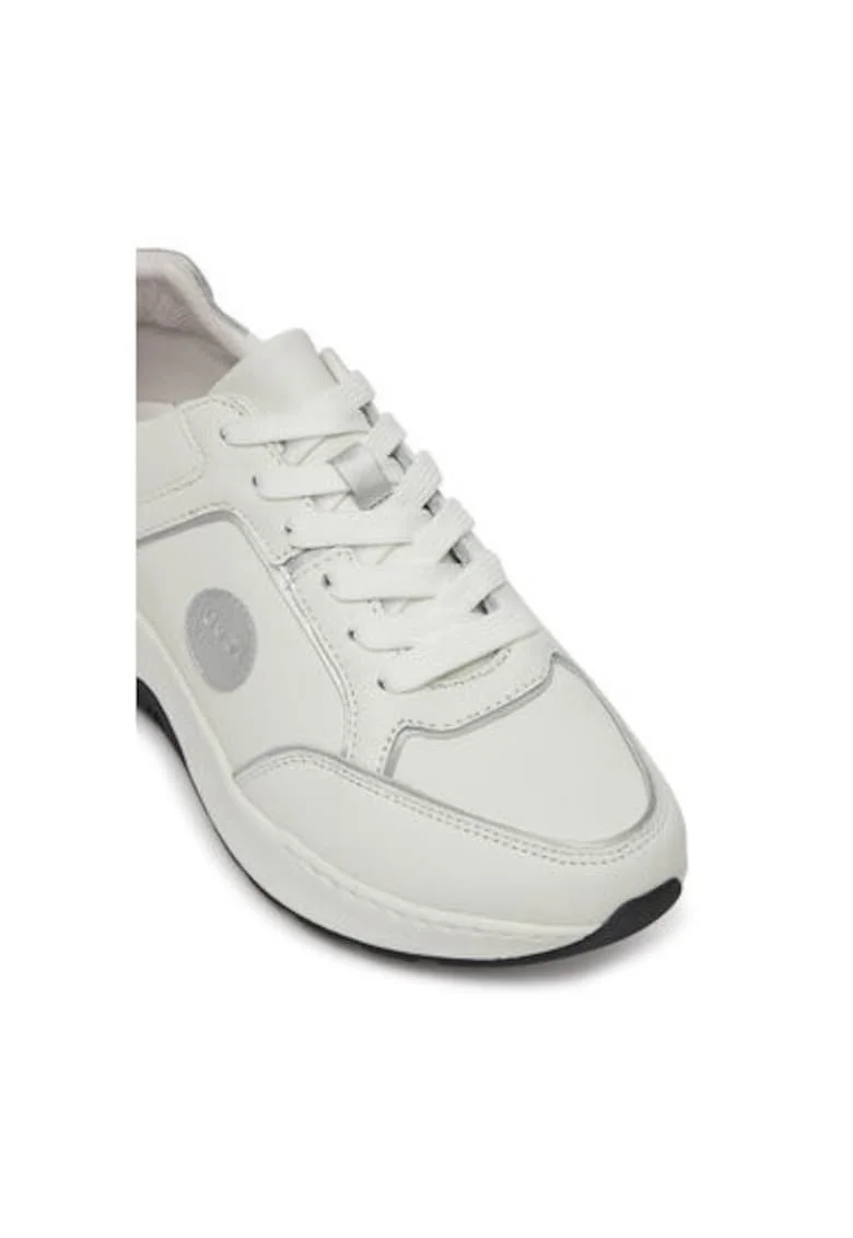 Pantofi sport dama, 96512,  Piele naturala, 41 EU, Alb/Argintiu, Alb/Argintiu