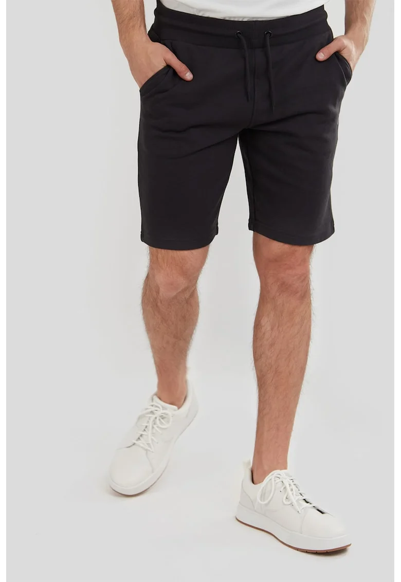 Pantaloni scurti de trening cu croiala regular-fit si snur Delon, Negru stins