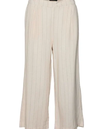 Pantaloni dama,  Dungi gri, bej, 70% viscoza, 30% in