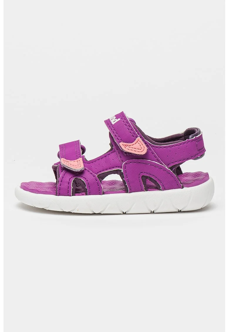 Sandale de piele ecologica cu velcro Perkins Row, Ametist