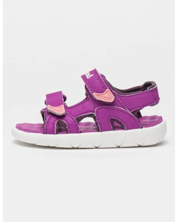 Sandale de piele ecologica cu velcro Perkins Row, Ametist