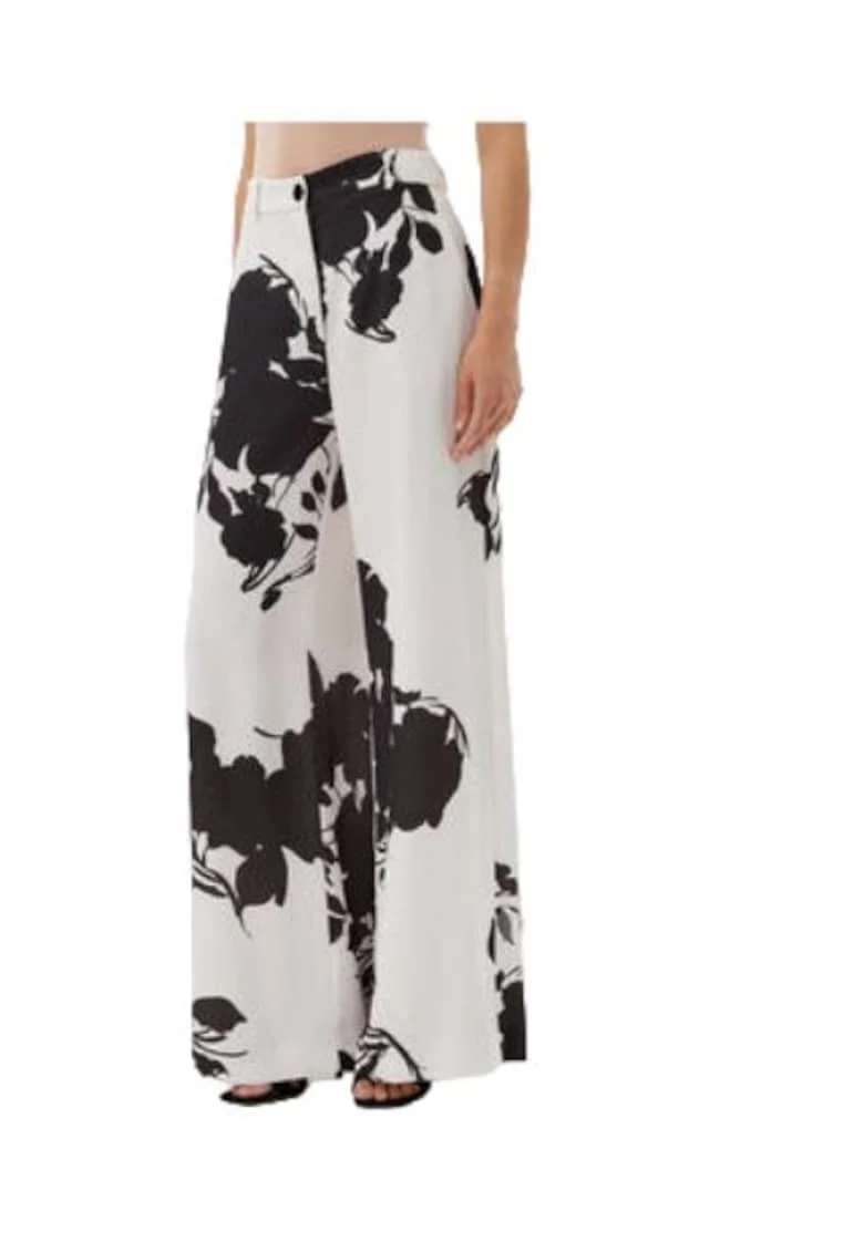 Pantaloni dama  poliester reciclat, alb/negru