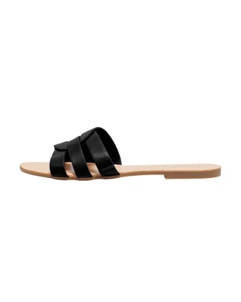 Papuci de piele ecologica, Negru