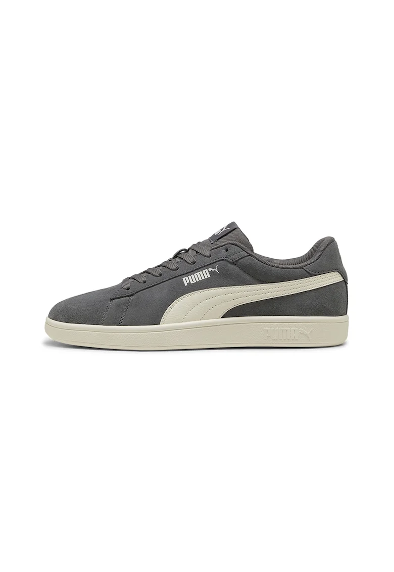 Pantofi sport Smash 3.0 de piele intoarsa cu insertii de piele, Alb fildes/Gri inchis