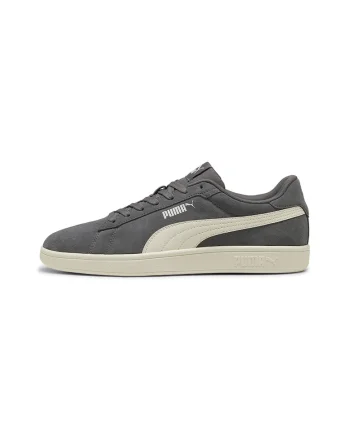 Pantofi sport Smash 3.0 de piele intoarsa cu insertii de piele, Alb fildes/Gri inchis