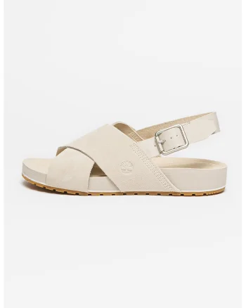 Sandale de piele intoarsa si piele Malibu Waves, Crem