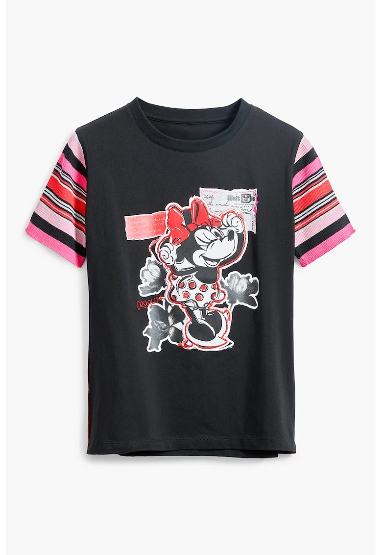 Tricou cu imprimeu cu desene animate, Rosu/Negru/Roz