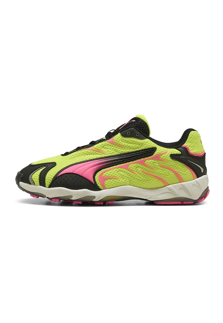 Pantofi sport Inhale cu garnituri sintetice, Negru/Roz/Verde lime