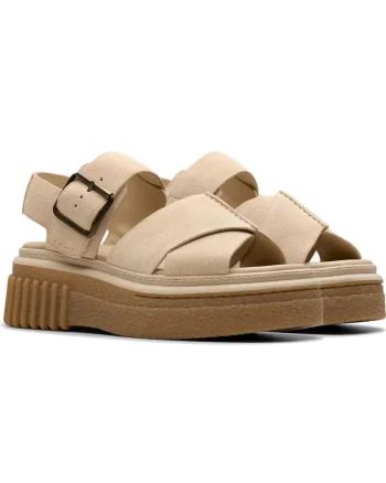 Sandale cu platforma dama,  piele intoarsa, bej