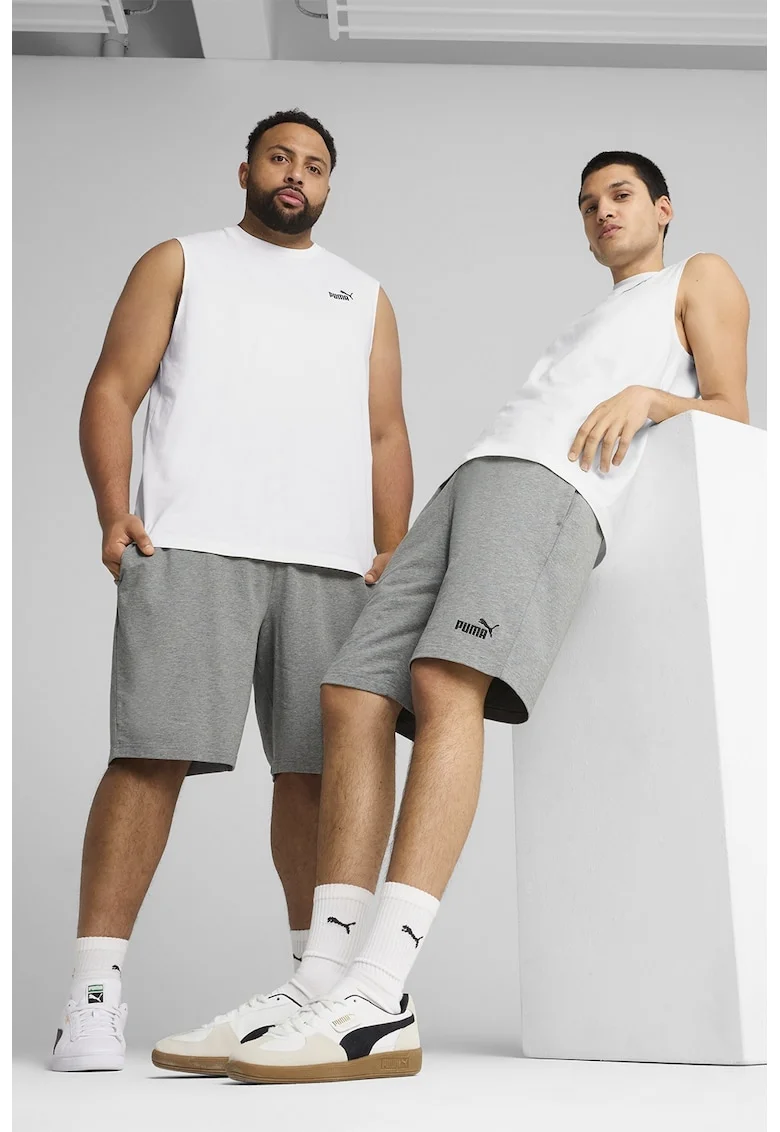 Pantaloni scurti din bumbac cu logo Essential No.1, Gri inchis melange