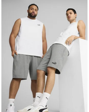 Pantaloni scurti din bumbac cu logo Essential No.1, Gri inchis melange