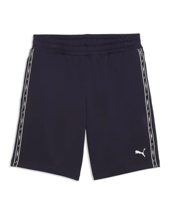 Pantaloni scurti cu benzi logo si talie elastica, Alb/Negru stins