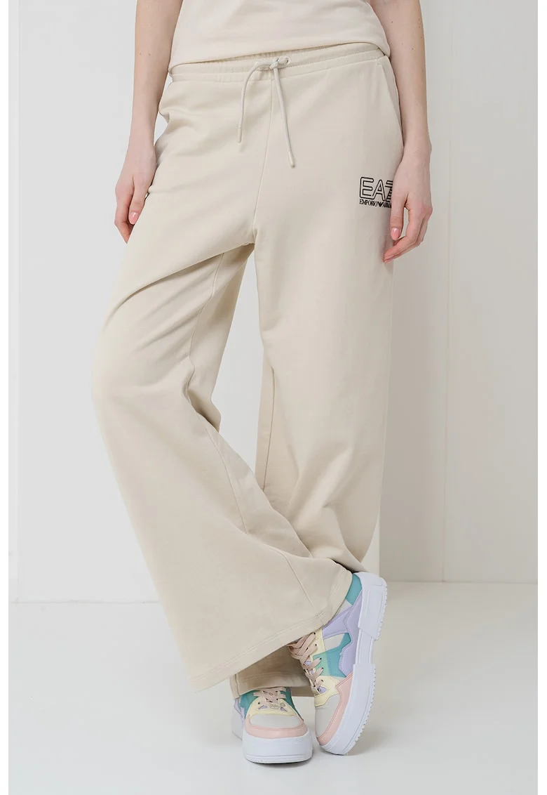 Pantaloni de trening cu croiala ampla si buzunare laterale, Alb murdar