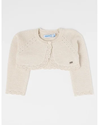 Cardigan crop cu nasturi, Bej deschis
