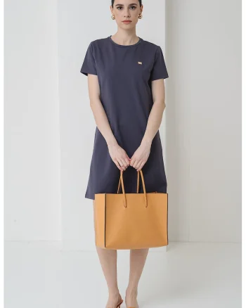 Rochie-tricou cu decolteu rotund, Gri inchis