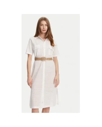 Camasa stil rochie dama  BC133, Bumbac, Alb, Alb