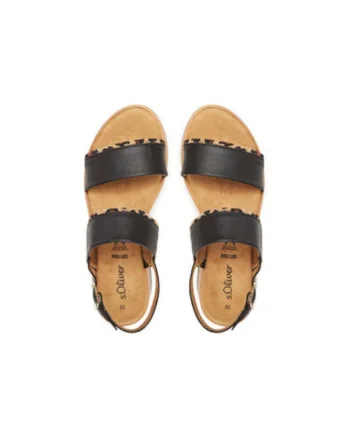 Sandale dama, 5-28760-44 090, S Oliver, Piele naturala, Negru