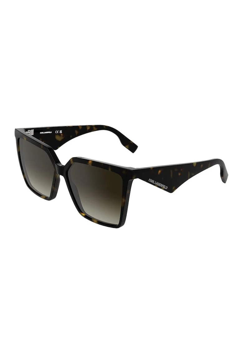 Ochelari de soare patrati cu lentile in degrade, Negru/Verde pal