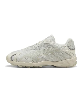Pantofi sport de piele si plasa, Alb murdar