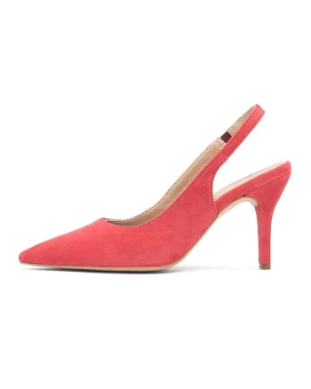 Pantofi slingback de piele intoarsa