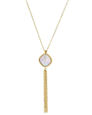 Colier placat cu aur de 18K si decorat cu pandantiv Mother of Pearl, Auriu