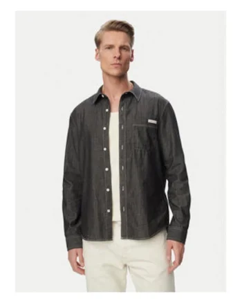 Camasa din denim cu aspect lucios