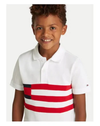 Tricou polo cu logo si dungi