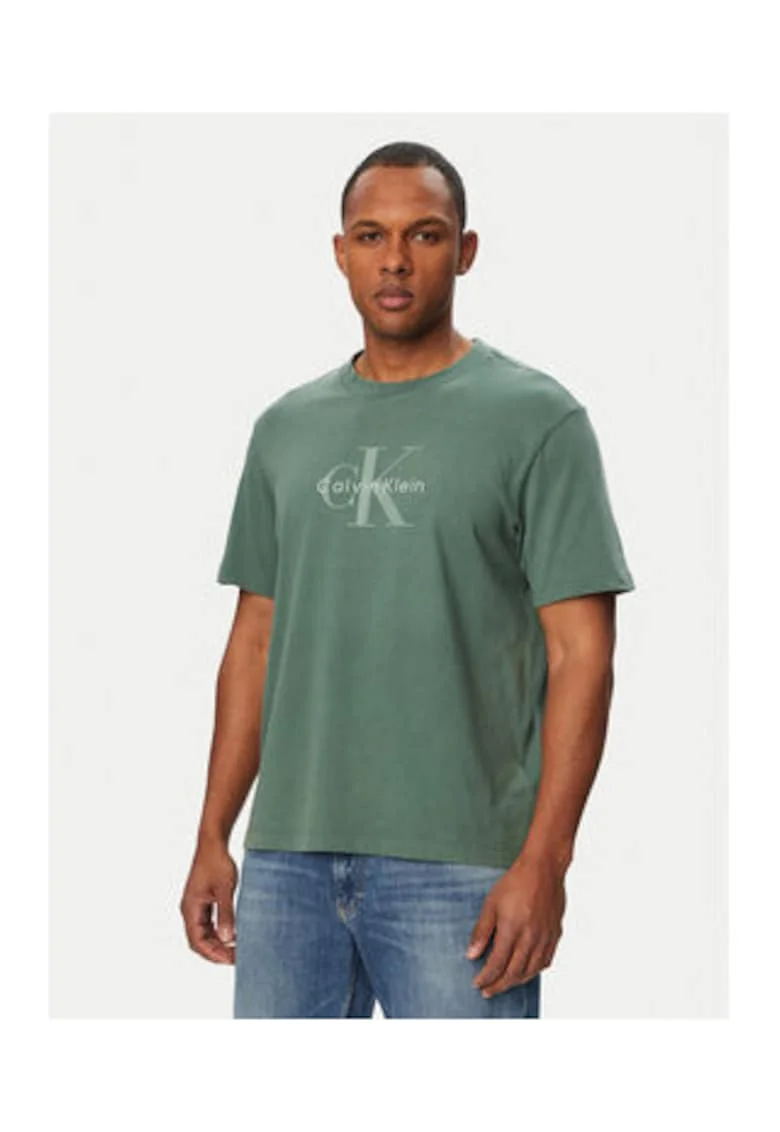 Tricou regular fit din bumbac cu logo masiv pe partea din fata