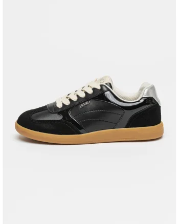 Pantofi sport cu garnituri de piele intoarsa, Negru/Negru stins