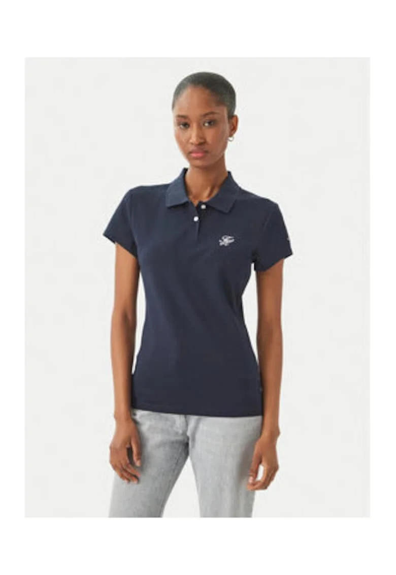Tricou polo slim fit cu logo brodat pe piept