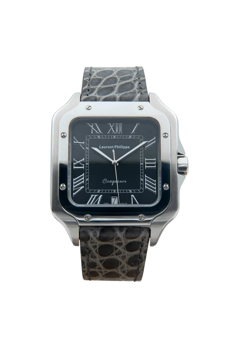 Ceas barbatesc  Black Orlov Platinum Veins, cadran negru, mecanism quartz, inox